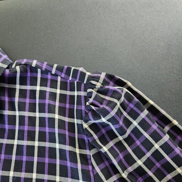 Chaps Purple Plaid Long Sleeve Button Up Shirt - Picture 9 of 10